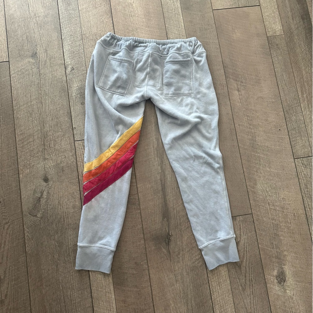 Aviator Nation Gray Joggers with Red and Yellow Stripes - Picture 7 of 8